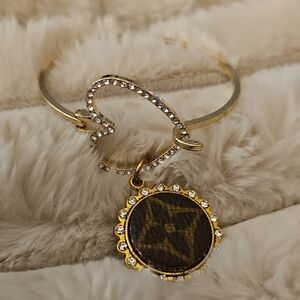 Elegant Gold Bracelet with Crystal Accents Upcycled LV